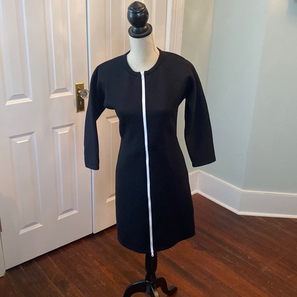 Kate Spade Saturday size S black 3/4 sleeve zipper down the front dress